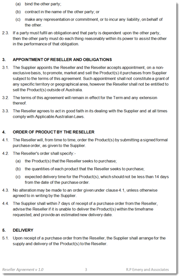 Reseller agreement template 3